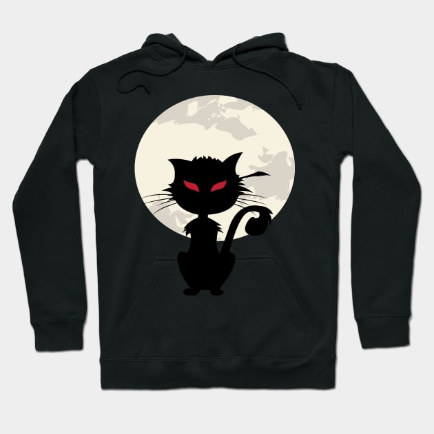 Full Moon And Black Cat Halloween Hoodie by Ricaso